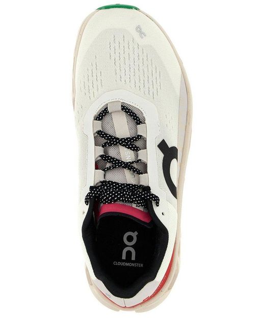 On Shoes White Cloudmonster Lace-Up Sneakers for men