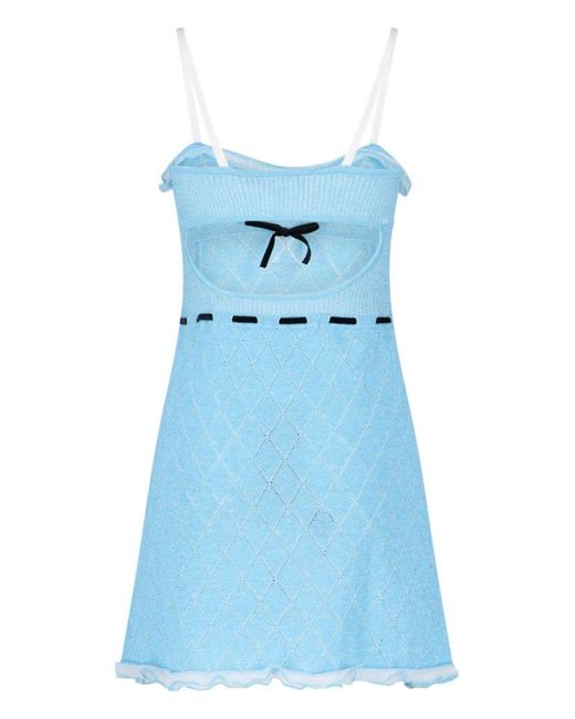 Cormio Blue Bora Bow Detailed Mini Dress
