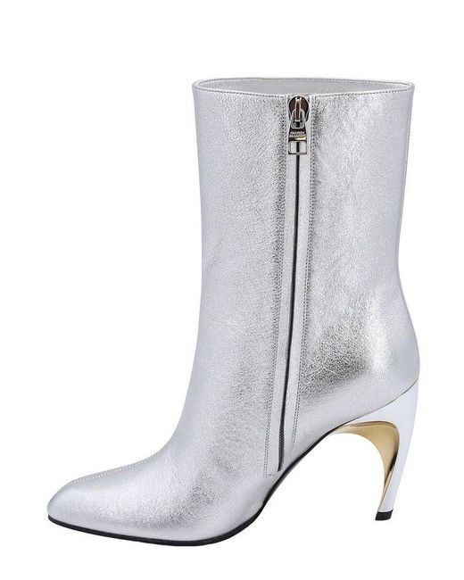 Alexander McQueen Gray Armadillo Side-zipped Ankle Boots