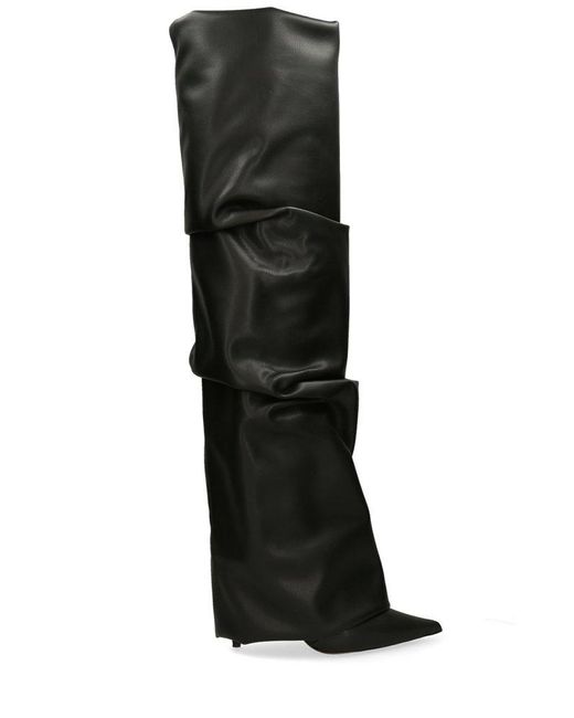 Alexandre Vauthier Black Pointed Toe Ruched Boots