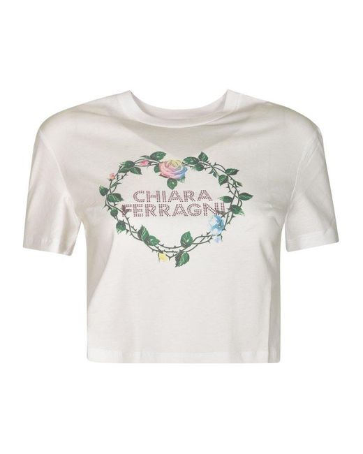 Chiara Ferragni White Logo Printed T-Shirt