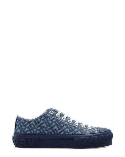 Burberry Blue Monogram Jacquard Lace-up Sneakers