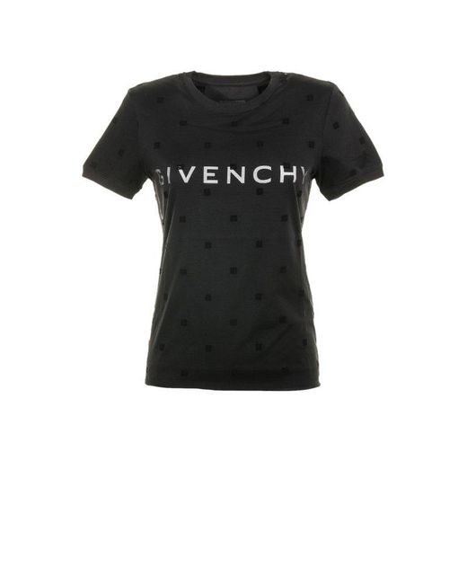 Givenchy Black All-over Logo Motif Patch Mesh Shirt