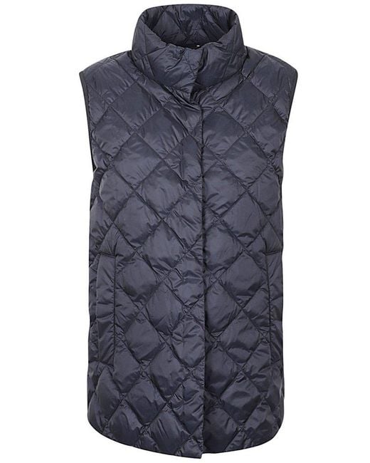 Weekend by Maxmara Blue High Neck Quilted Gilet