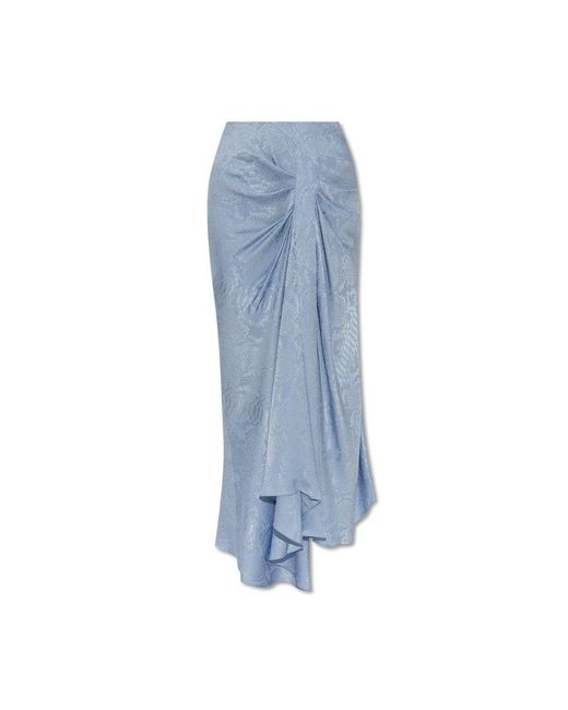 Balmain Blue Silk Skirt,