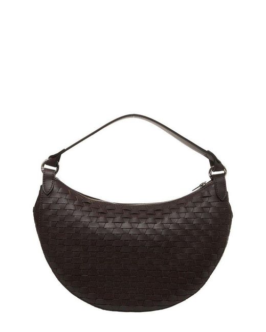 Orciani Brown Dumpling Woven Midi Shoulder Bag