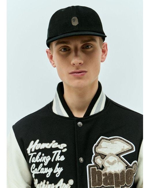A Bathing Ape Black One Point Corduroy Baseball Cap for men