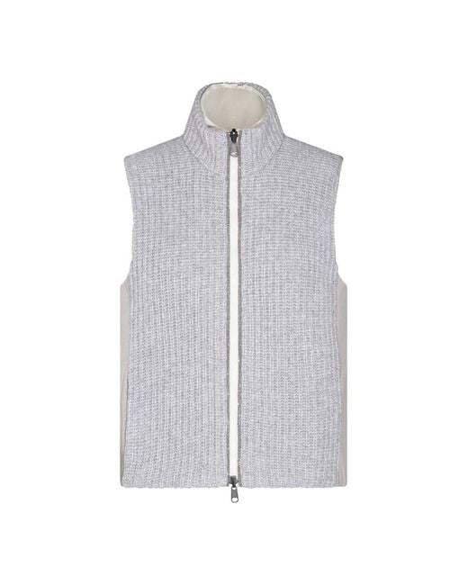 Brunello Cucinelli Gray Zip Up High-neck Jacket