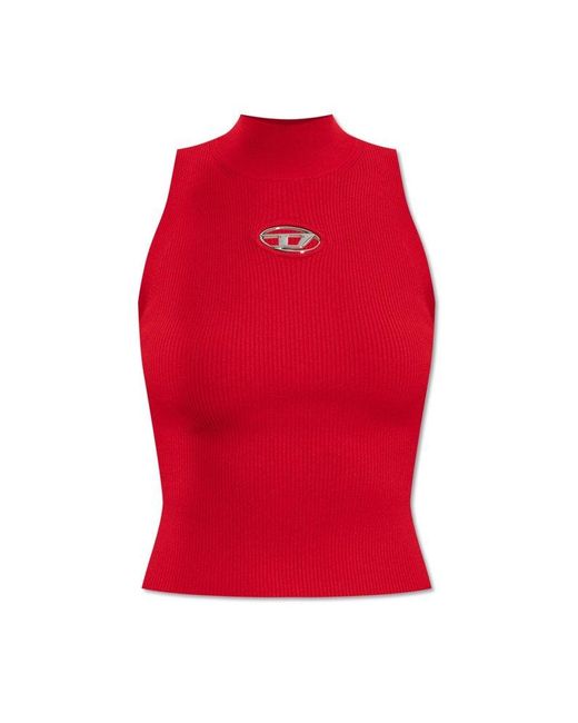 DIESEL Red M-Onervax Ribbed-Knit Turtleneck Top