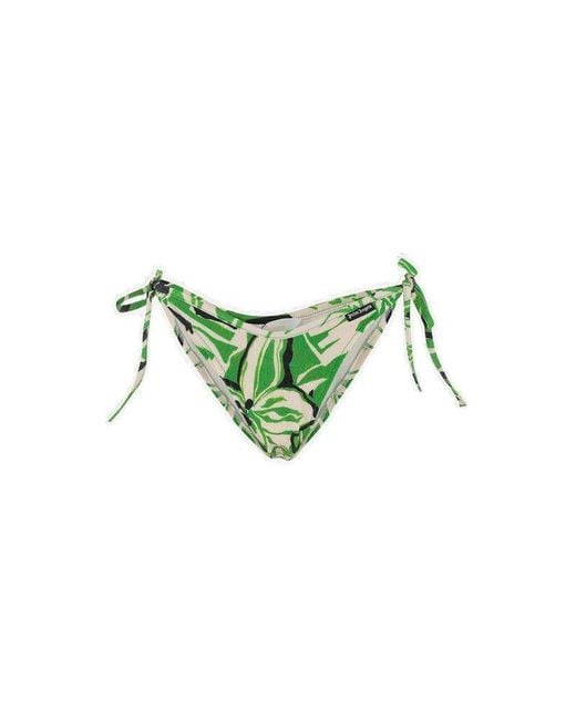 Palm Angels Green Hibiscus Print Bikini Bottom