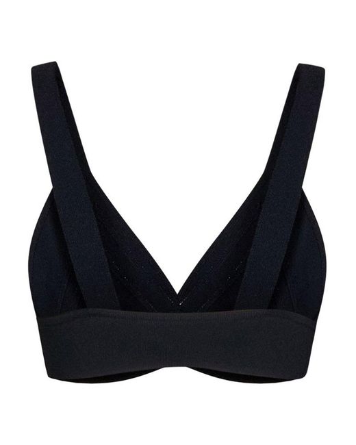 Ssheena Black Logo Intarsia-knit V-neck Cropped Top