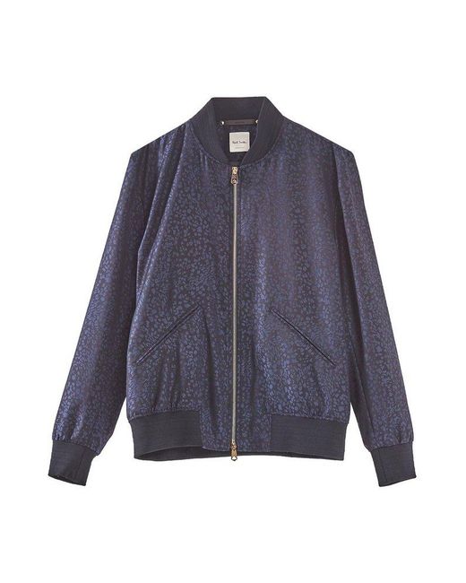 Paul Smith Blue Leopard Jacquard Bomber Jacket for men