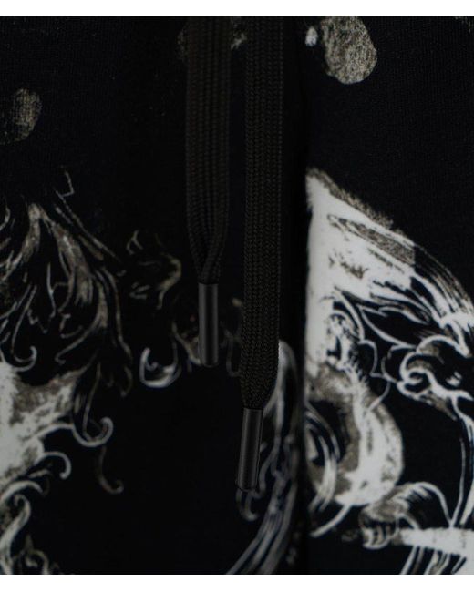 Versace Black Barocco-printed Drawstring Track Shorts for men