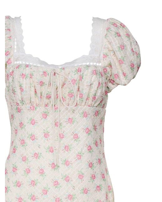 For Love & Lemons White Floral Mini Dress