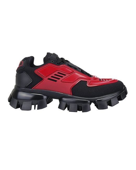 Prada Black And Red Cloudbust Thunder Sneakers for men