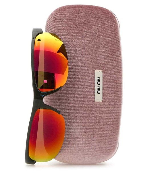 Miu Miu Red Oval-Frame Sunglasses