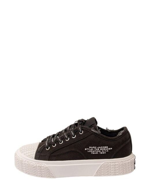 Marc Jacobs Black Distressed Lace-up Sneakers
