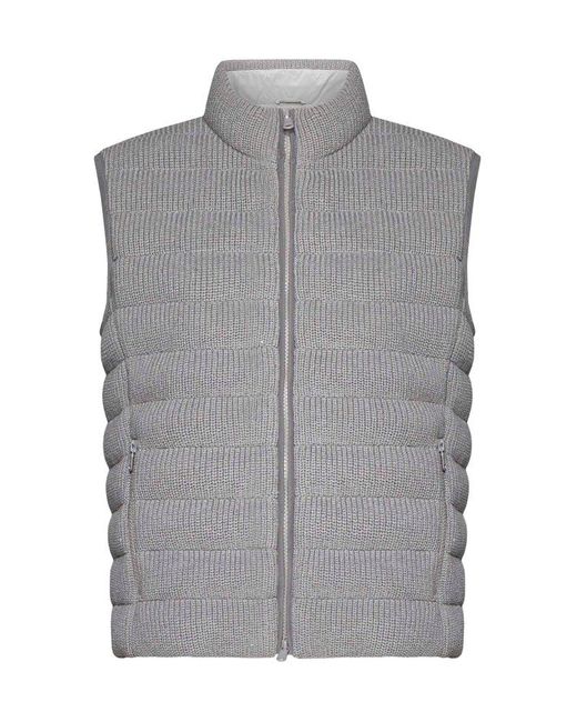 Brunello Cucinelli Gray Quilted Cotton Knit Vest