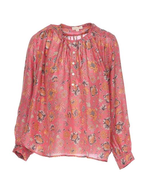 Louise Misha Pink Floral-print Long-sleeved Blouse