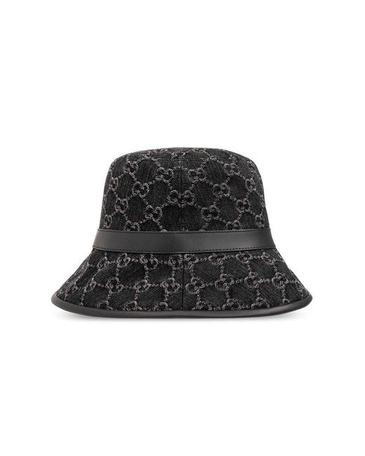 Gucci Black Monogrammed Bucket Hat