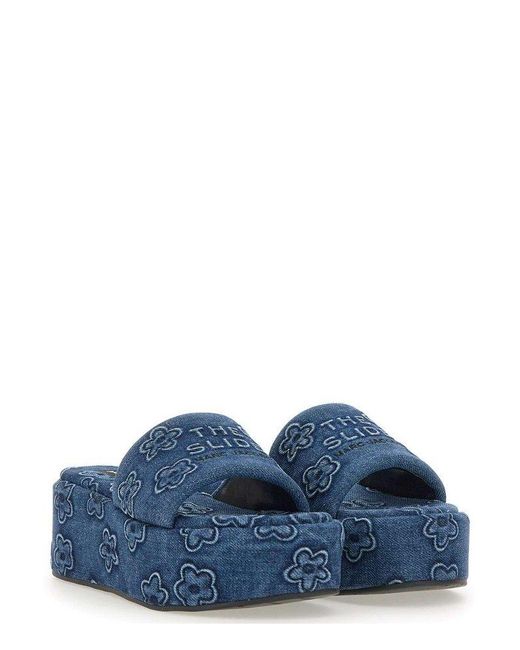 MARC JACOBS The Platform Sandals 花柄 デニム 厚底 サンダル Marc Jacobs The Puffy Daisy Denim Platform Sandals in Blue