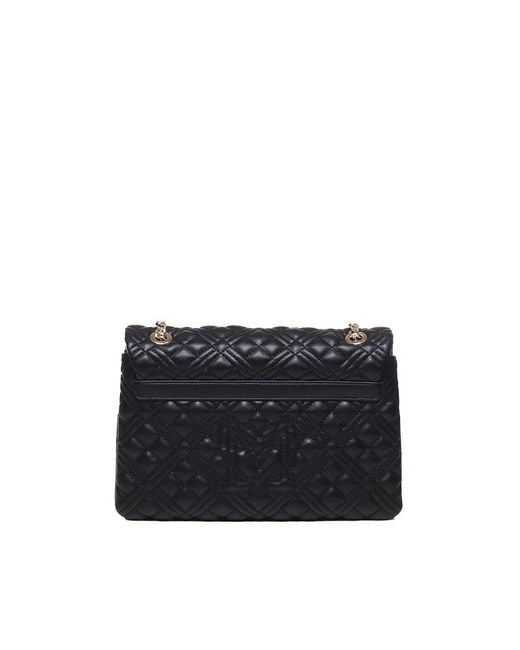 Moschino Black Quilted Bag With Logo Plaque