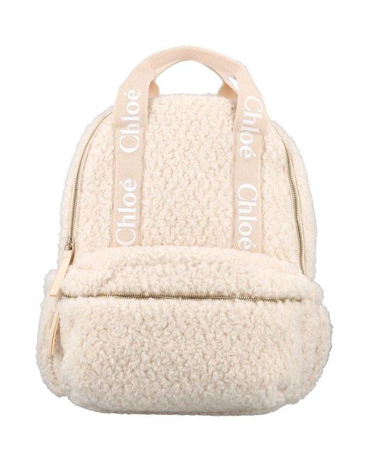 Chloé Pink Teddy Logo-embroidered Backpack