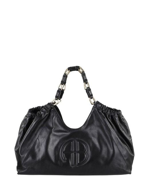 Anine Bing Black Kate Logo Embossed Tote Bag