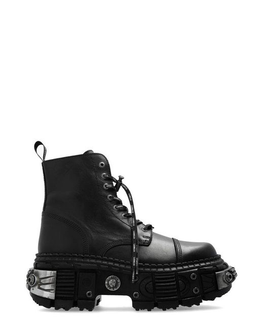 Vetements Black X New Rock Lace-up Ankle Boots for men