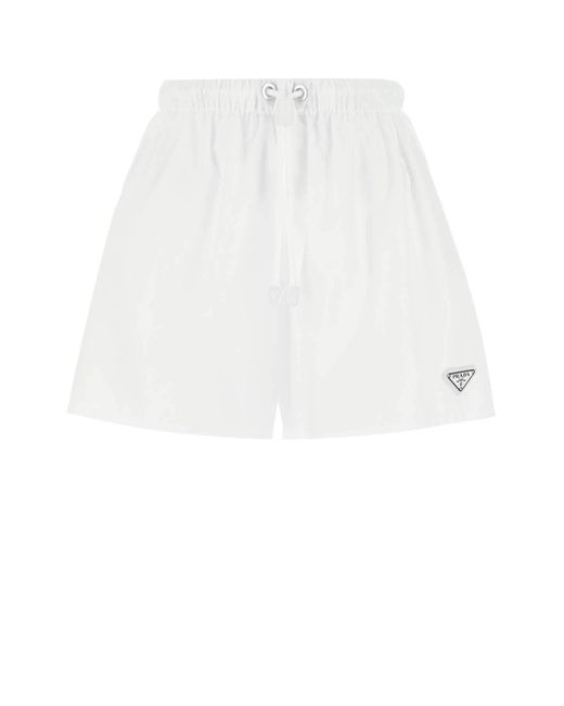 Prada Synthetic Nylon Shorts in White 
