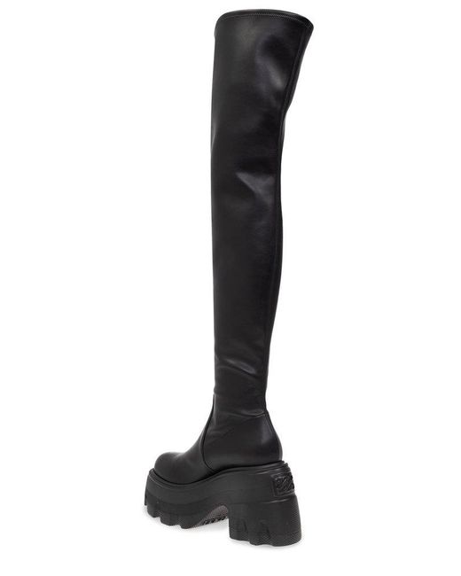 Casadei Black 'maxxxi' Platform Boots In Leather