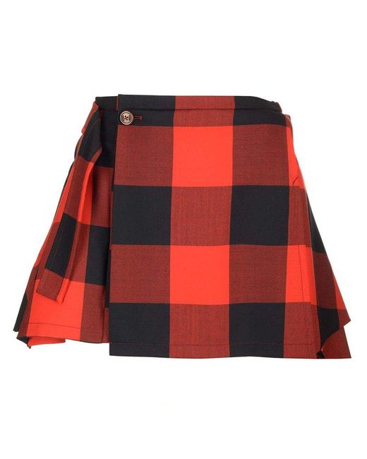 Vivienne Westwood Red Meghan Kilt Mini Skirt