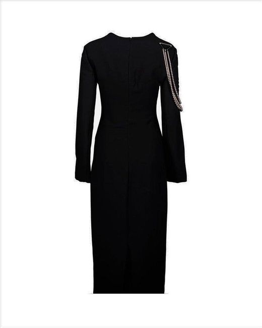 Prada Black Long Sleeved Necklace-embellished Cady Dress