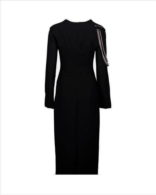 Prada Black Long Sleeved Necklace-Embellished Cady Dress