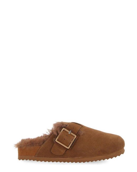 Colors Of California Brown Buckle Slip-On Flats