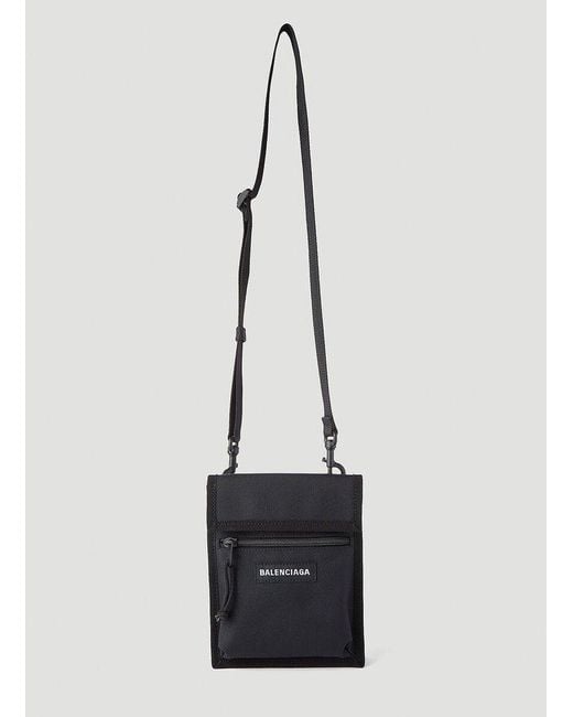 Balenciaga Black Explorer Pouch Crossbody Bag for men
