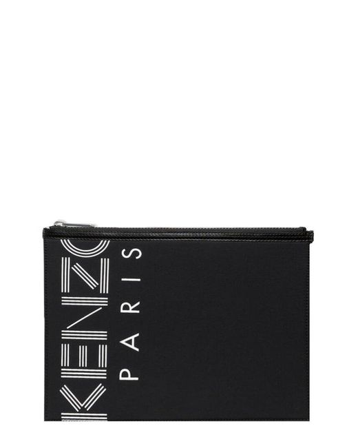 KENZO Black Logo A4 Clutch Bag for men