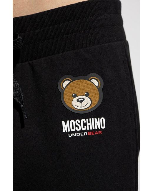 Moschino Teddy Bear Patch Drawstring Sweat Shorts in Black for Men