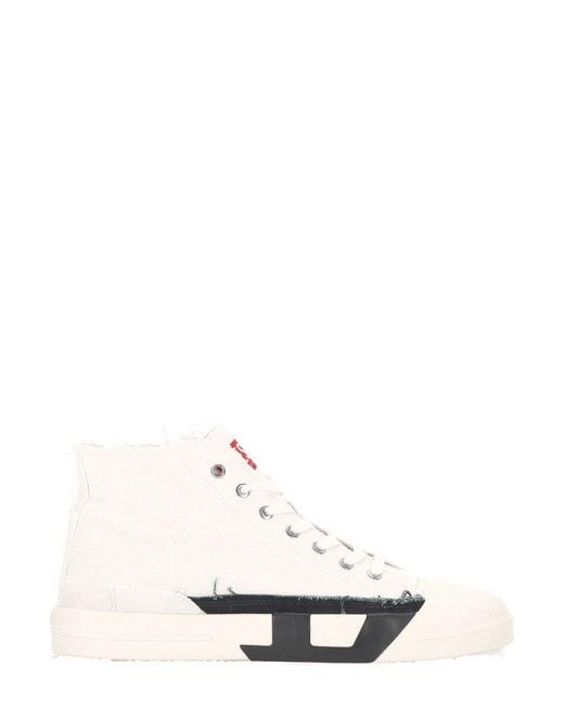 DIESEL White High-Top Lace-Up Sneakers for men