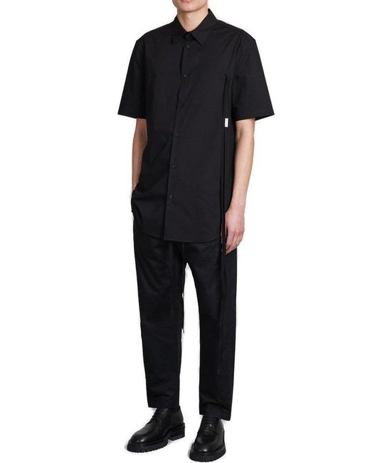 Ann Demeulemeester Black Short-sleeved Lace-detailed Shirt for men