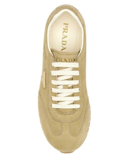 Prada Brown Triangle-logo Lace-up Sneakers for men