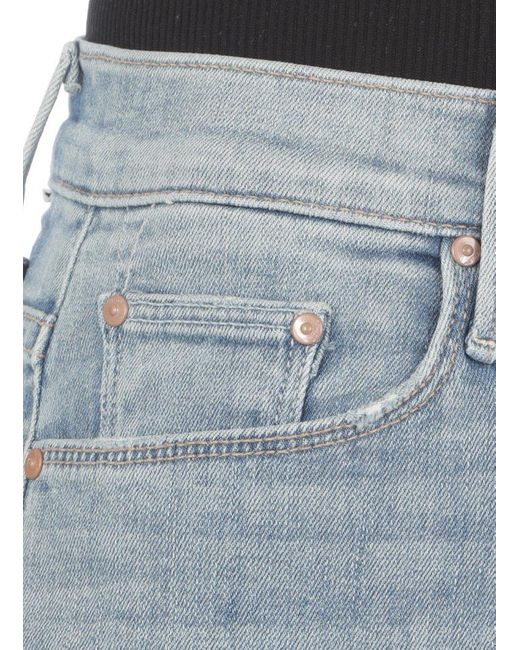 Mother Blue Button Detailed Flared Jeans
