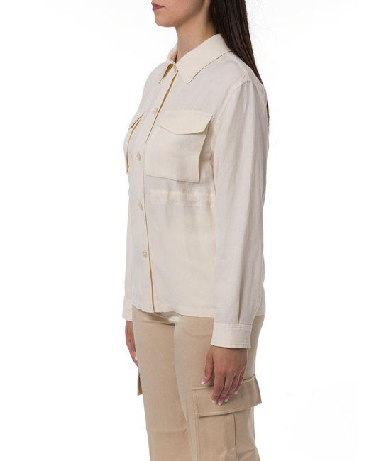 Woolrich Natural Elasticated-waistband Long-sleeved Buttoned Shirt