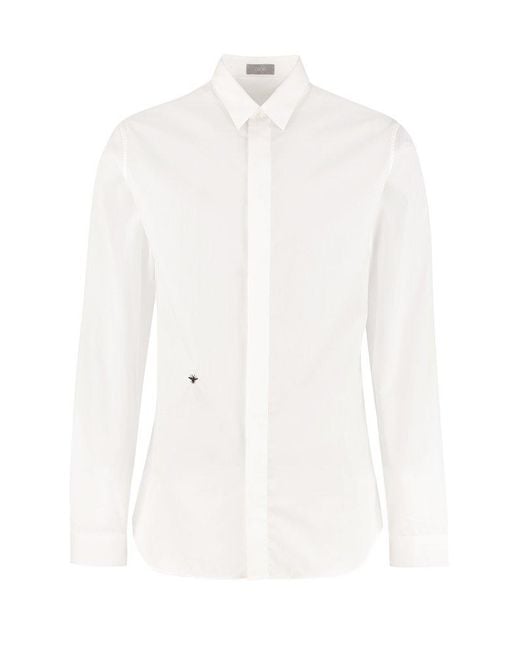 Dior White Bee Embroidered Shirt for men