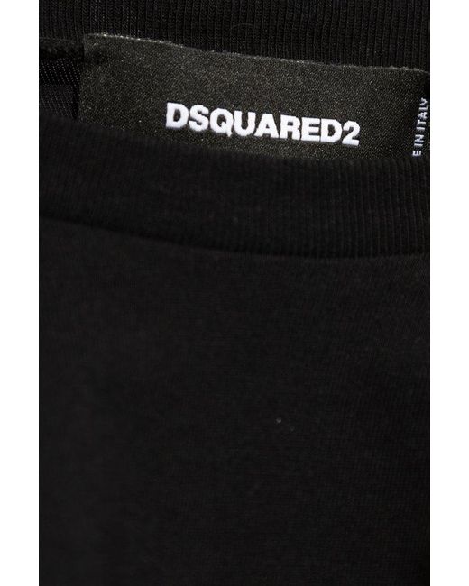DSquared² Black Logo Printed Cropped T-shirt