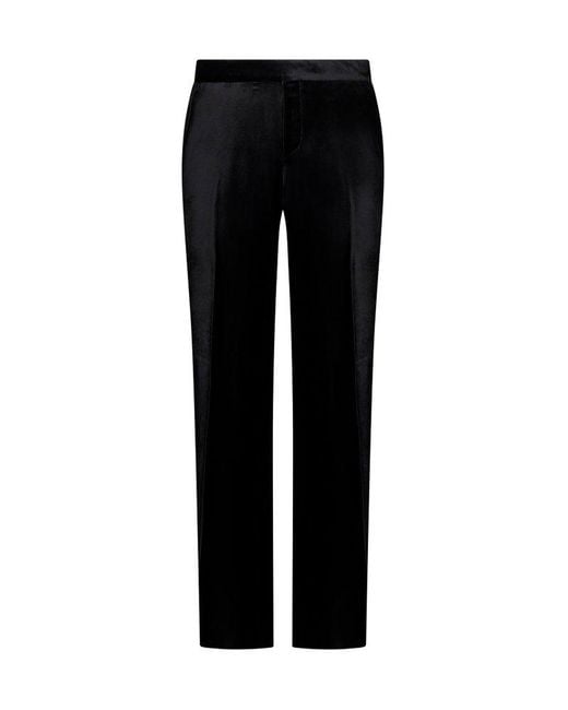 Lardini Black Velvet Mid-Rise Straight Leg Pants for men