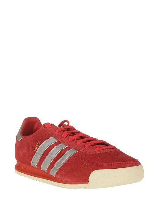 Adidas Originals Red Guam Side Stripe Detailed Sneakers for men