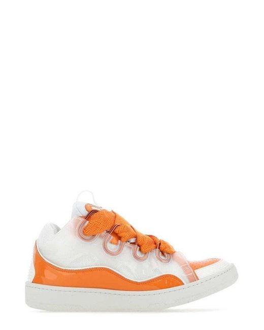 Lanvin Orange Curb Lace-up Sneakers