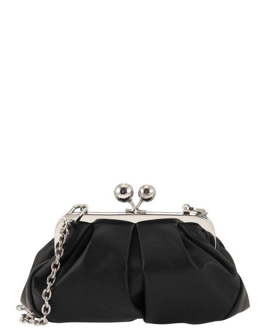 Weekend by Maxmara Black Logo Detailed Chained Clutch Bag