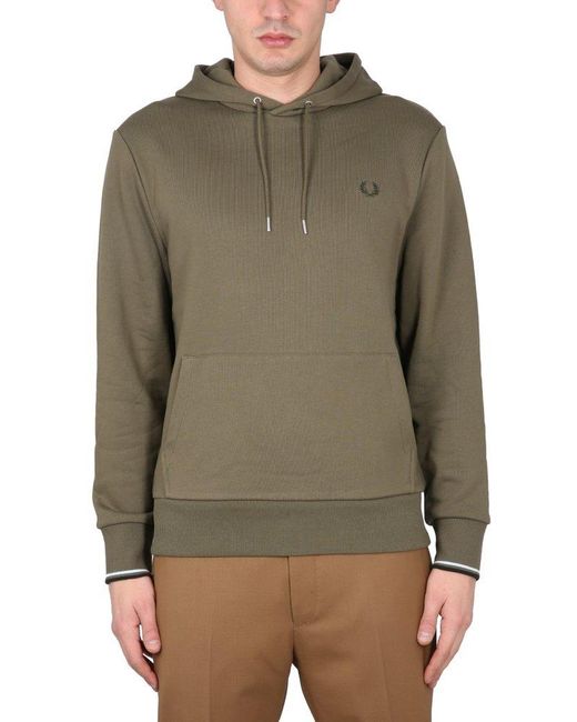 Fred Perry Green Sweatshirt With Logo Embroidery for men